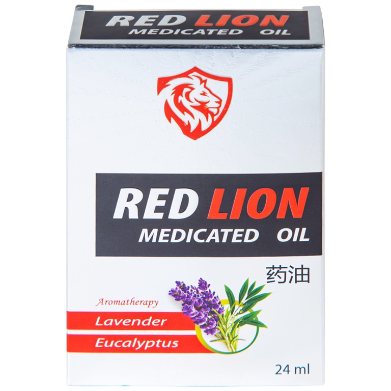 Dầu gió lăn Red Lion Medicated Oil White Agimexpharm ấm da vùng xoa, sử dụng massage hỗ trợ thư giãn (24ml)