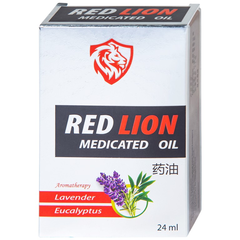 Dầu gió lăn Red Lion Medicated Oil White Agimexpharm ấm da vùng xoa, sử dụng massage hỗ trợ thư giãn (24ml)