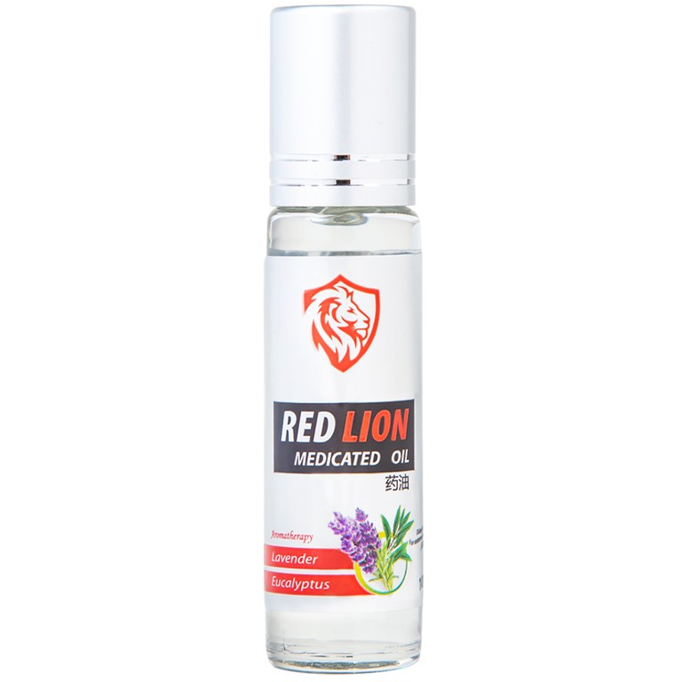 Dầu gió lăn Red Lion Medicated Oil White Agimexpharm hương Lavender & Eucalyptus giúp giảm đau, ngừa côn trùng (10ml)