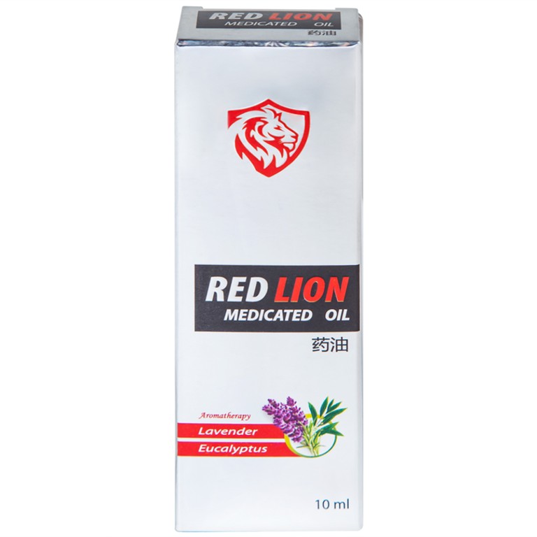 Dầu gió lăn Red Lion Medicated Oil White Agimexpharm hương Lavender & Eucalyptus giúp giảm đau, ngừa côn trùng (10ml)