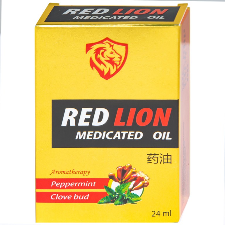 Dầu gió lăn Red Lion Medicated Oil Yellow Agimexpharm ấm da vùng xoa, sử dụng massage hỗ trợ thư giãn (24ml)