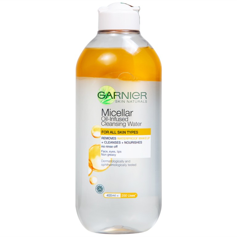 Nước tẩy trang Garnier Skin Naturals Micellar Oil-Infused Cleansing Water dành cho da trang điểm (400ml)