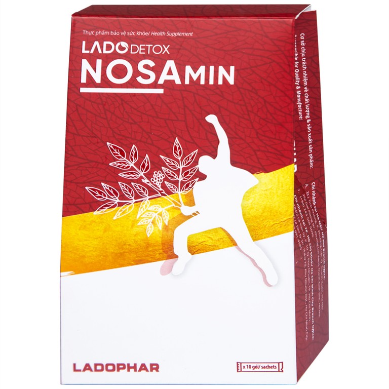 Nước giải rượu bia Ladodetox Nosamin Ladophar hỗ trợ giải rượu, bia, giảm khó chịu (10 gói x 15ml)