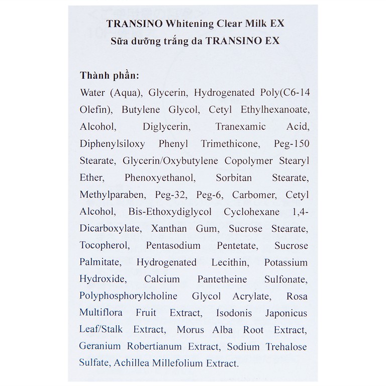Sữa dưỡng trắng da Transino Whitening Clear Milk EX ngăn ngừa nám (100ml)