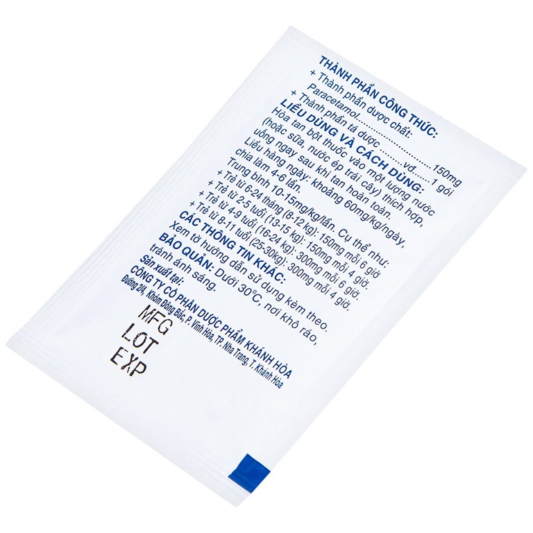 Bột sủi Panactol 150mg Khapharco vị ngọt, không đắng, hạ sốt, giảm đau cho trẻ (48 gói x 1.5g)