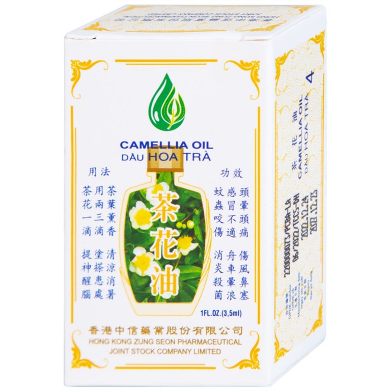 Dầu Hoa Trà Camellia Oil Hong Kong Zung Seon hỗ trợ điều trị cảm cúm, nghẹt mũi, chóng mặt, nhức đầu (3.5ml)