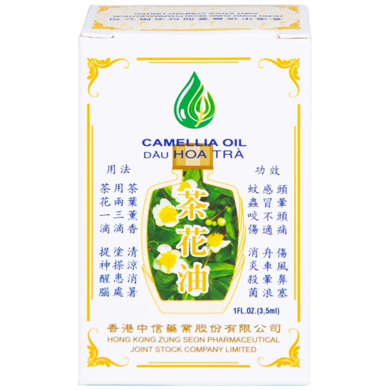 Dầu Hoa Trà Camellia Oil Hong Kong Zung Seon hỗ trợ điều trị cảm cúm, nghẹt mũi, chóng mặt, nhức đầu (3.5ml)