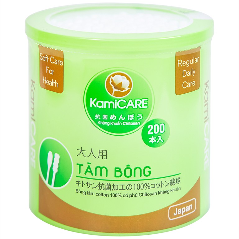 Tăm bông kháng khuẩn KamiCare vệ sinh tai, mũi (200 que)