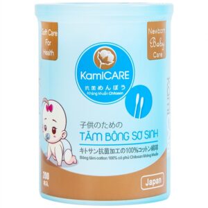 Tăm bông kháng khuẩn KamiCare hộp tròn dành cho trẻ em từ sơ sinh (200 que)