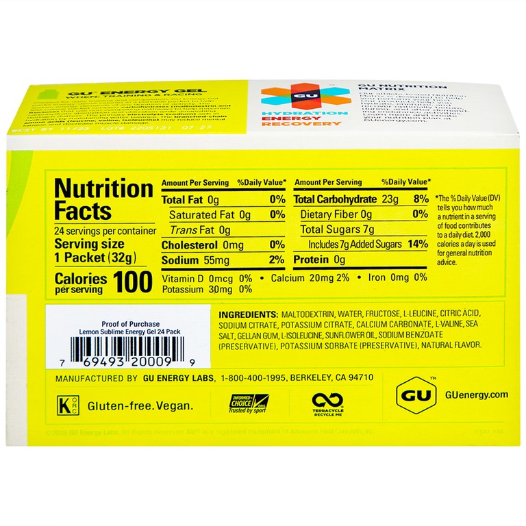 Thực phẩm bổ sung GU Energy Gel Lemon Sublime cung cấp dinh dưỡng và năng lượng (32g)