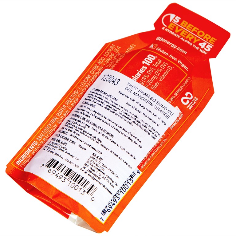 Thực phẩm bổ sung GU Energy Gel Mandarin Orange cung cấp dinh dưỡng và năng lượng (32g)