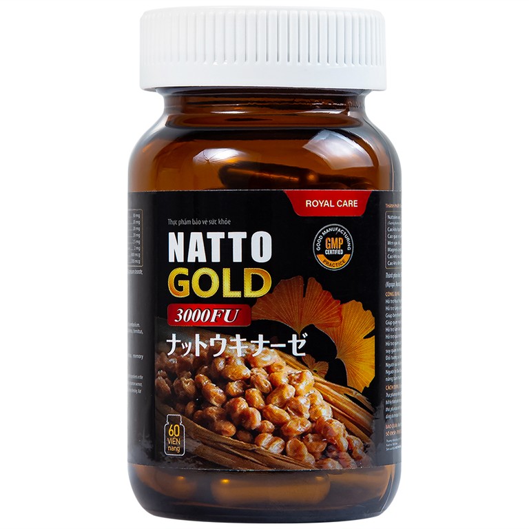 Viên uống Natto Gold 3000FU Royal Care hỗ trợ hoạt huyết, tăng cường tuần hoàn não (60 viên)