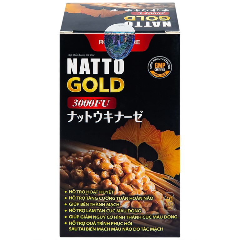 Viên uống Natto Gold 3000FU Royal Care hỗ trợ hoạt huyết, tăng cường tuần hoàn não (60 viên)