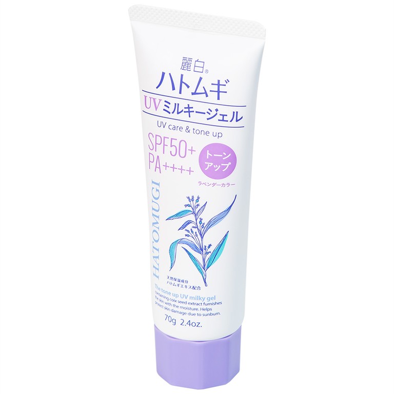Kem chống nắng Reihaku Hatomugi Tone Up UV Milky Gel SPF50+ PA++++ giúp nâng tone và dưỡng ẩm (70g)