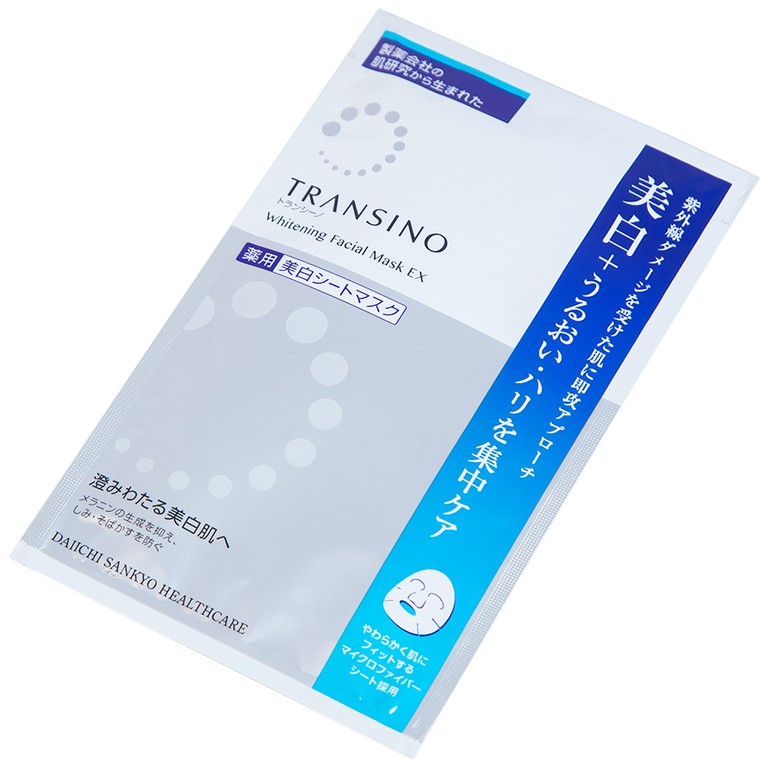 Mặt nạ dưỡng trắng da Transino Whitening Facial Mask EX ngăn ngừa nám và tàn nhang (4 miếng x 20ml)