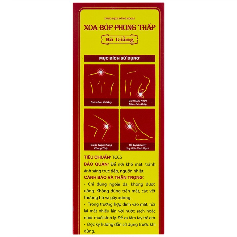Xịt xoa bóp phong thấp Bà Giằng 100ml giảm triệu chứng phong thấp, đau gân cơ khớp