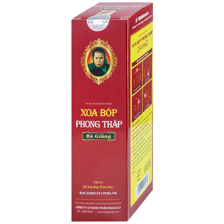 Xịt xoa bóp phong thấp Bà Giằng 100ml giảm triệu chứng phong thấp, đau gân cơ khớp
