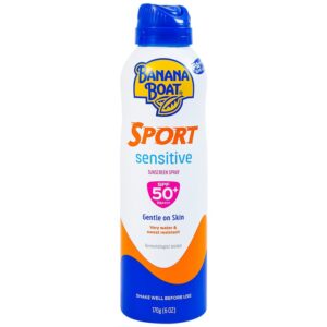 Xịt chống nắng thể thao Banana Boat Sport Sensitive SPF50+ PA++++ bảo vệ da toàn diện khỏi tia UV, phù hợp da nhạy cảm, chống trôi hiệu quả (170g)