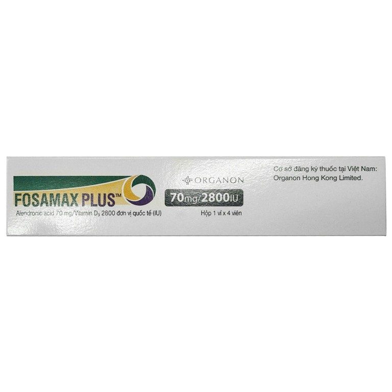 Thuốc Fosamax Plus 70mg/2800IU Organon điều trị loãng xương sau mãn kinh ở phụ nữ (1 vỉ x 4 viên)