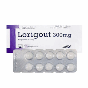 Thuốc LORIGOUT 300MG PMP điều trị tăng acid uric máu, sỏi thận (hộp 3 vĩ x 10 viên)