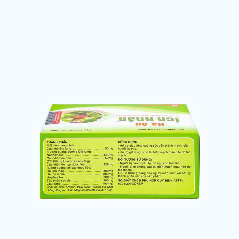 Viên uống Nam Dược Hạ Áp Ích Nhân giúp hỗ trợ ổn định huyết áp (Hộp 40 viên)