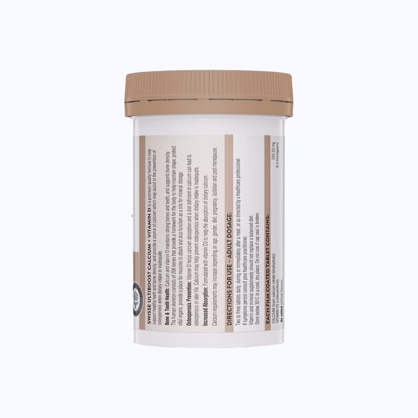 Viên uống SWISSE Ultiboost Calcium + Vitamin D giúp hỗ trợ giảm nguy cơ loãng xương (Hộp 90 viên)