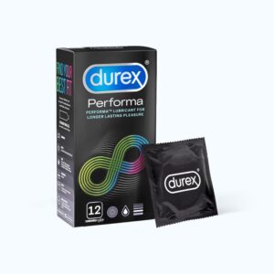 Bao cao su DUREX Performa có gel bôi trơn, kéo dài thời gian quan hệ (hộp 12 cái)