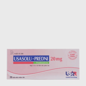 Viên nén phân tán Usasolu-Predni 20mg kháng viêm, trị viêm thấp khớp, chống dị ứng (2 vỉ x 10 viên)