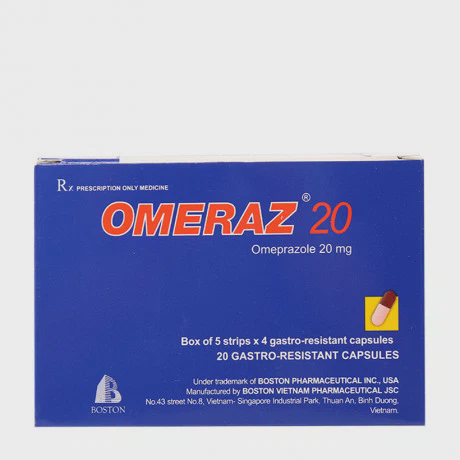 Viên nang Omeraz 20mg điều trị loét dạ dày, tá tràng, viêm thực quản (5 vỉ x 4 viên)