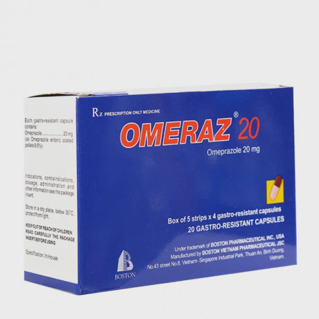 Viên nang Omeraz 20mg điều trị loét dạ dày, tá tràng, viêm thực quản (5 vỉ x 4 viên)