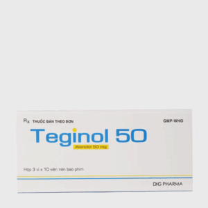 Viên nén Teginol 50mg điều trị tăng huyết áp, đau thắt ngực (3 vỉ x 10 viên)