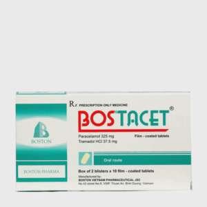 Viên nén Bostacet 37,5mg/325mg Boston điều trị các cơn đau từ trung bình đến nặng (2 vỉ x 10 viên)