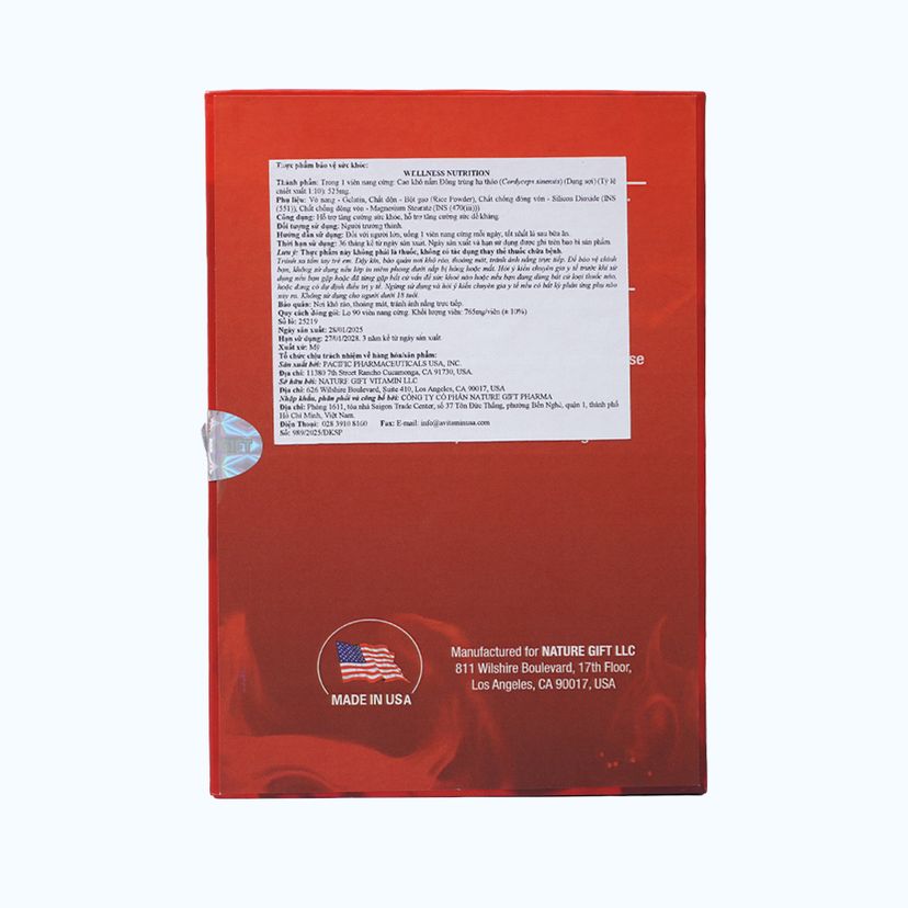 Wellness Nutrition Cordyceps Đông Trùng Hạ Thảo (Hộp 90 viên)