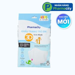 Khẩu trang 3D trẻ em 6-12 tuổi Pharmacity (Gói 5 cái)