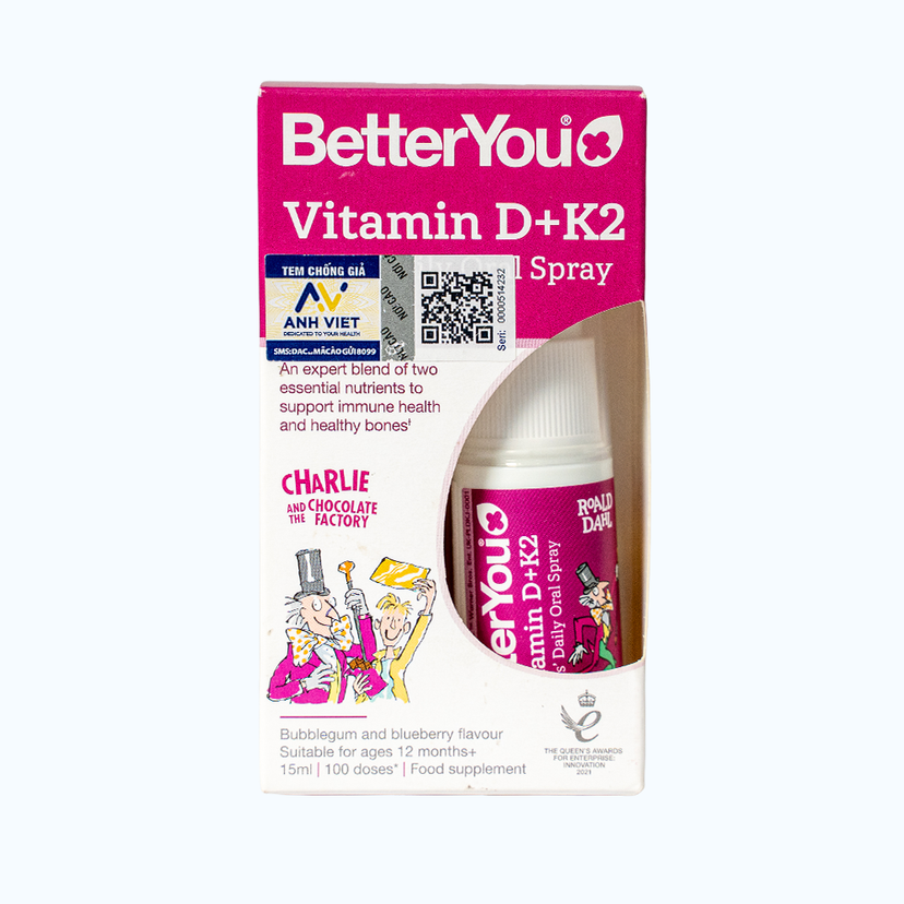 Thực phẩm bảo vệ sức khỏe BetterYou Vitamin D+K2 Kids' Daily Oral Spray (15ml)