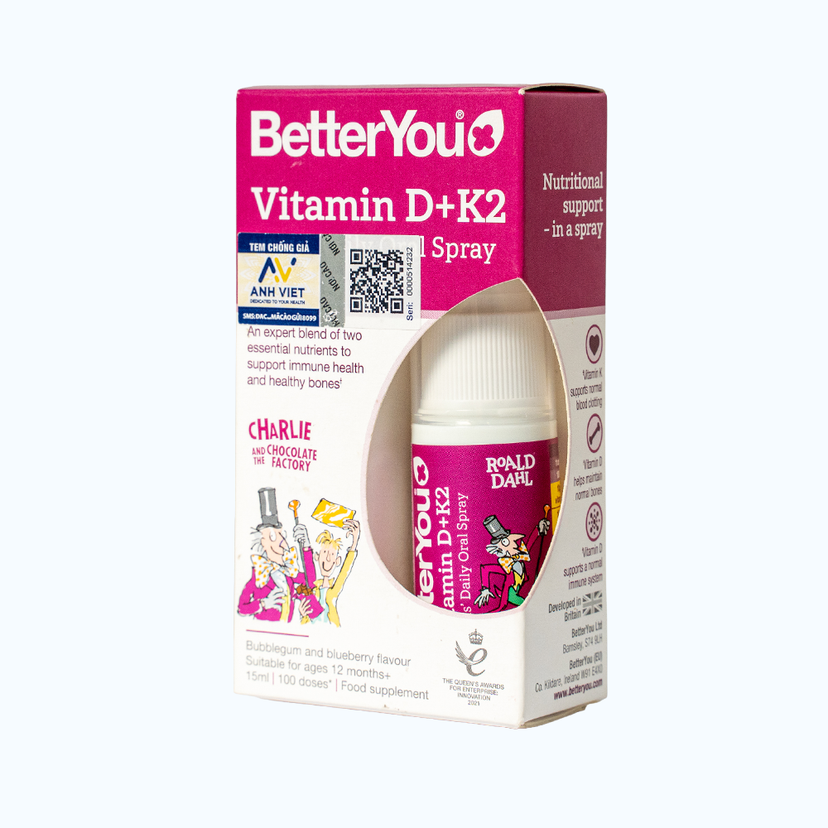 Thực phẩm bảo vệ sức khỏe BetterYou Vitamin D+K2 Kids' Daily Oral Spray (15ml)