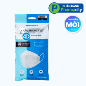 Khẩu trang y tế 4D Pharmacity (Gói 10 cái) màu trắng - 4 lớp