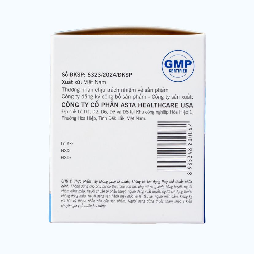 Thực phẩm bảo vệ sức khỏe Asbreton double hỗ trợ hoạt huyết, tăng cường tuần hoàn máu não (Hộp 60 viên)