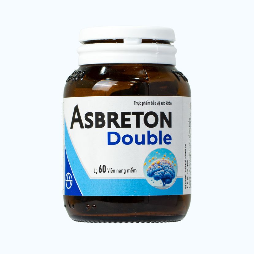 Thực phẩm bảo vệ sức khỏe Asbreton double hỗ trợ hoạt huyết, tăng cường tuần hoàn máu não (Hộp 60 viên)