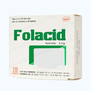 Viên nén Folacid điểu trị và phòng tình trạng thiếu acid folic (4 vỉ x 20 viên)