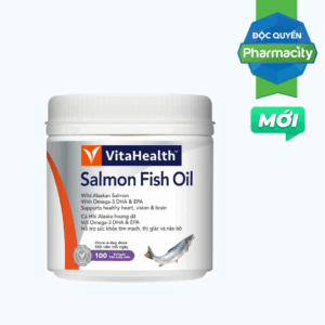 Thực phẩm bảo vệ sức khoẻ VitaHealth Salmon Fish Oil hỗ trợ giảm nguy cơ xơ vữa động mạch (Hộp 100 viên)