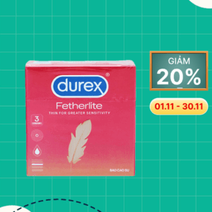 Bao cao su DUREX Fetherlite vừa vặn, độ bảo vệ cao (hộp 3 cái)