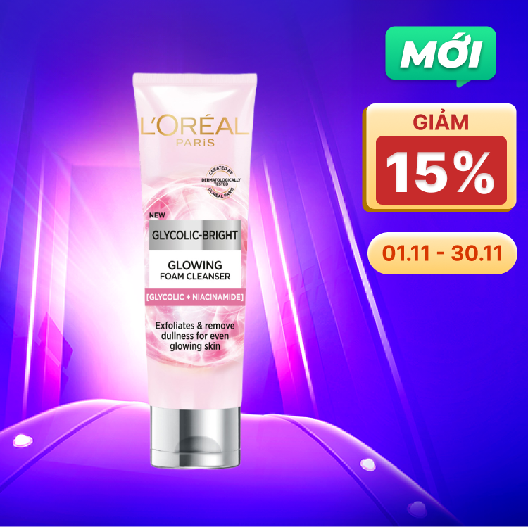 Sữa rửa mặt L'Oreal Paris Glycolic Bright 100ml