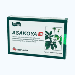 Viên nén Asakoya 100Mg Mediplantex an thần, tăng lưu thông tuần hoàn máu, giảm đau (3 vỉ x 10 viên)