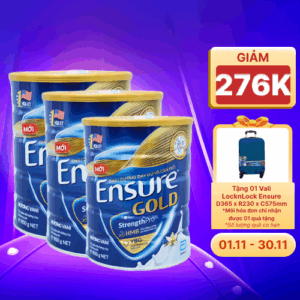 Combo 3 lon Sữa bột dinh dưỡng ENSURE GOLD hỗ trợ tăng cường sức khỏe và hệ miễn dịch hương vani (800g)