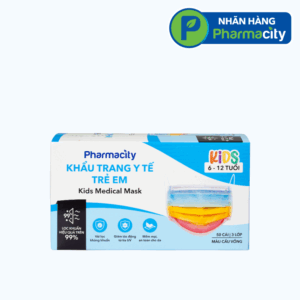 Khẩu trang y tế 3 lớp trẻ em 6-12 tuổi Pharmacity (Hộp 50 cái) màu cầu vồng