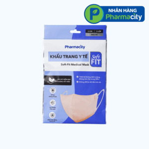 Khẩu trang y tế Soft-Fit Pharmacity (Gói 5 cái) màu be - 3 lớp