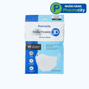 Khẩu trang 3D Pharmacity (Gói 5 cái) màu trắng - 5 lớp