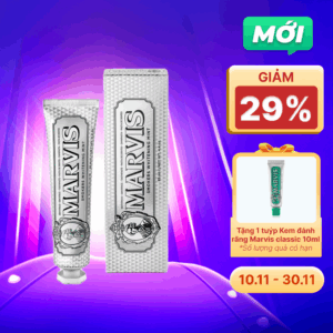 Kem Đánh Răng Marvis Smokers Whitening Mint Vị Bạc Hà hỗ trợ khử ố vàng răng cho người hút thuốc lá (85ml)