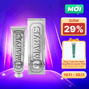 Kem Đánh Răng Marvis Whitening Mint Vị Bạc Hà hỗ trợ sạch mảng bám & trắng răng tự nhiên (85ml)